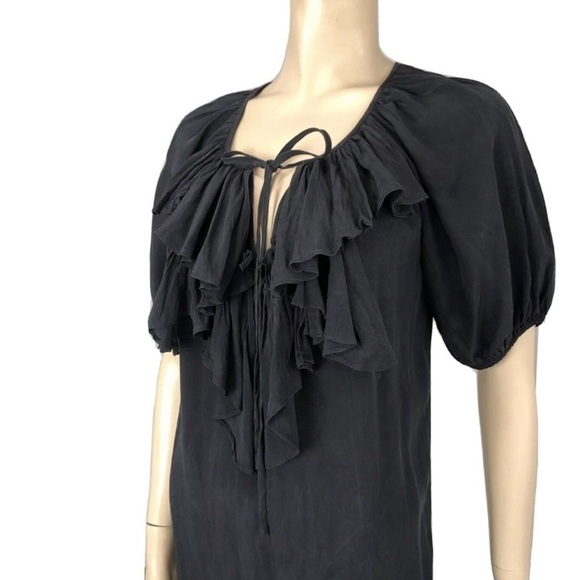 Fifteen -twenty silk ruffle tie front balloon sleeve short tunic/shirt dress - Picture 5 of 11